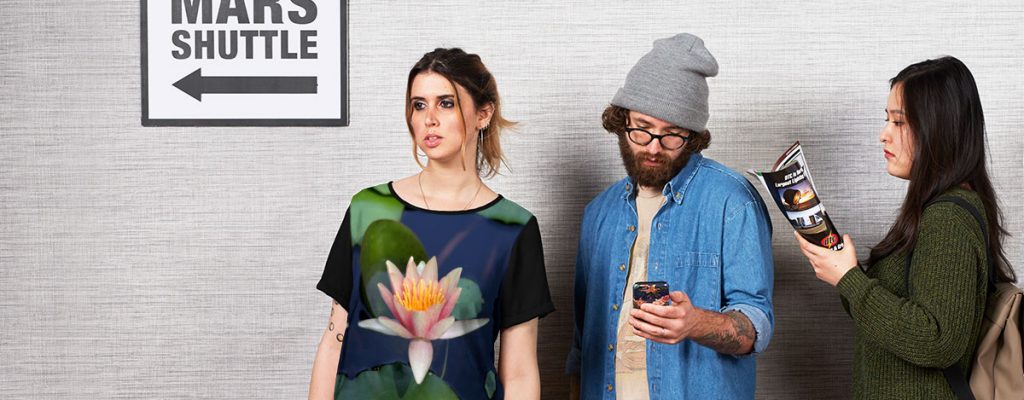 Pink Water Lily in a Blue Pond