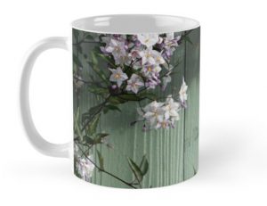 Jasmine Nightshade Vine on a Green Fence, Graphic T-Shirt, Mug