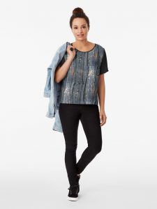 Patina Texture in Blue and Gray - Women's Chiffon Top