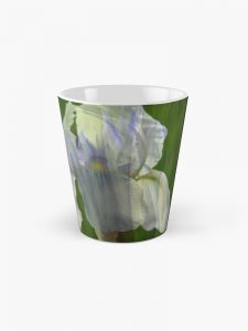 Tall Mug: Pale Blue Iris with Pattern of Iris Leaves