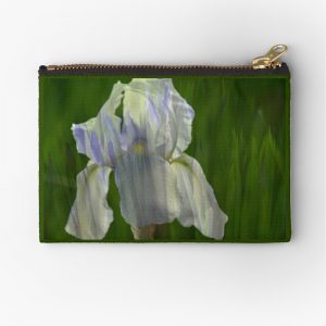 Zippered pouch: Pale Blue Iris with Pattern of Iris Leaves