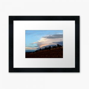 Mountain Ridge with Trees and Sunset Clouds - framed print